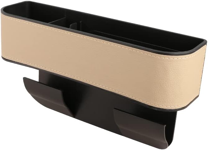 JEYODA Car Seat Gap Filler Organizer, Car Organizer Front Seat, Pack Auto Console Side Storage Box with Cup Holders，Car Organizers and Storage for Holding Phone, Sunglasses, Wallet 1PC(beige)