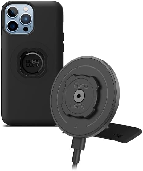 Quad Lock Adhesive Dashboard/Console Car Phone Holder Kit with MAG Wireless Charging Head V2 and MAG Phone Case for iPhone 13 Pro Max
