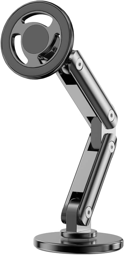 Magnetic Cell Phone Holder Universal 360 Rotation Adjustable Foldable Rotating Magnetic Holder Car Phone Bracket Magnet Mount (Black)
