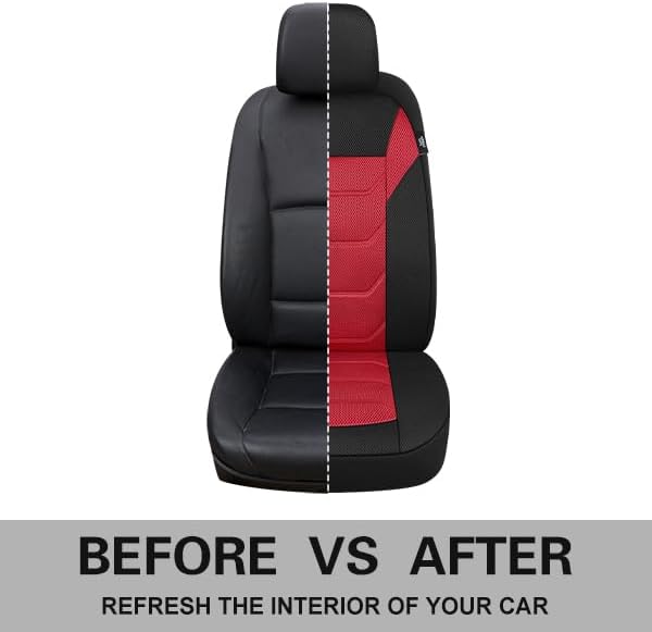 3D Air Mesh Car Seat Cover Front Sets Washable and Breathable Premium Cloth Automotive Vehicle Seat Covers for Cars Interior, Universal Fit for Most Cars, Sedan, Truck, SUV(Black/Red)