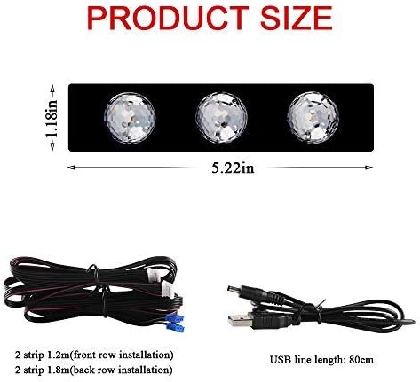 Teguangmei Car Interior Ambient Lights,4Pcs 12LED USB Plug-in RGB Multicolor Star Atmosphere Lights for Car Carpets Under Dash LED Accent Lighting Kit with Sound Active and Remote Control DC 5V