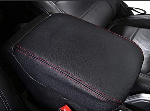 Nicebee Leather Center Console Armrest Cushion Pad Guard Cover for Jeep Wrangler JL 2018+ (Black/Red Line)