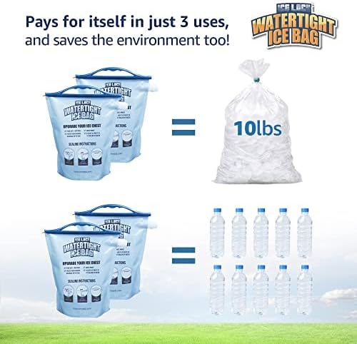 Large Leakproof Ice Bag. Reusable Ice Pack for Cooler - Long Lasting Instant Cooler Ice Packs - Drop in Cubed Ice to Make Cold, Dry Freezer Packs for Coolers - Drink Your Ice When It Melts