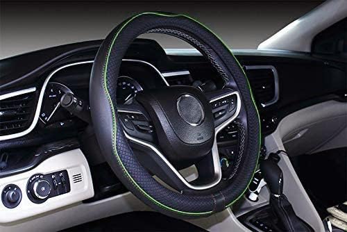 Mayco Bell Universal Standard Size Steering Wheel Cover Anti-Slip,Safety,Soft,Breathable,Durable,Full Surround,Comfortable Grip Microfiber Leather (14.5-15 inch, Green)