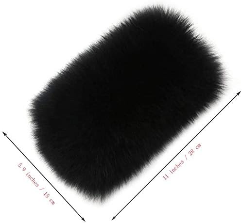 Armrest Cover for Car, Auto Center Console Pad Furry Sheepskin Wool Car Armrest Seat Box Cover Protector Universal Fit (Black)