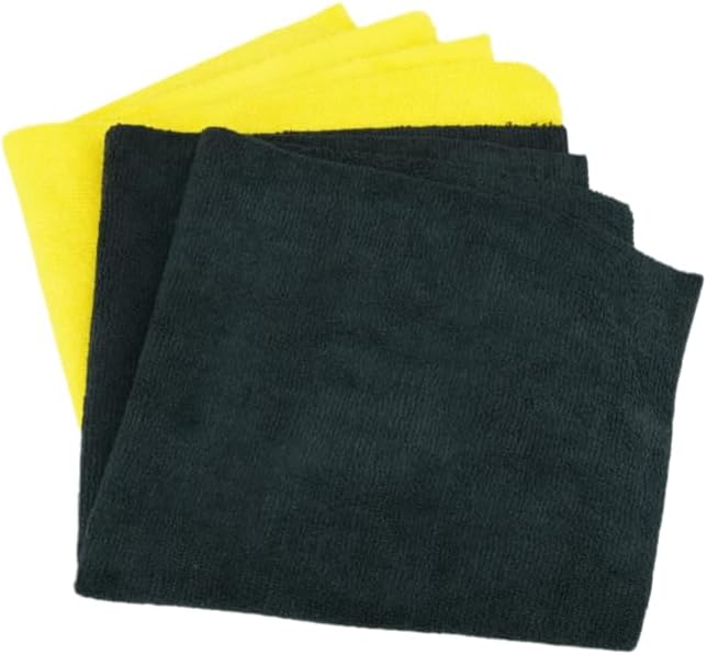 Zacapa 10-Pack Edgeless Microfiber Towels 16x16 in 300 GSM Premium Short Pile/Scratch-Free Car Detailing Towels, Lint-Free Cleaning Cloths/Yellow & Black