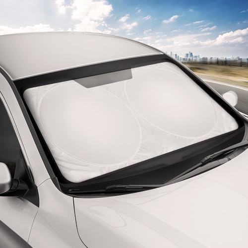 Motor Trend Foldable Car Sun Shade with Storage Bag, Collapsible Sun Visor for Windshield (X-Large, 74 x 37 inches)