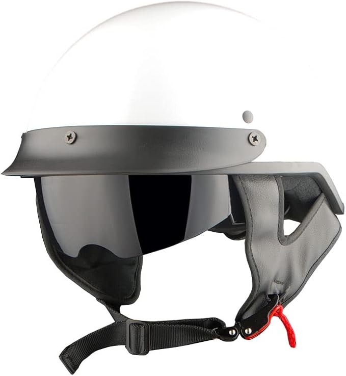 1Storm Motorcycle Half Face Helmet Mopeds Scooter Pilot with Retractable Inner Smoked Visor