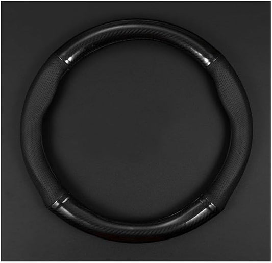 1 Pack Car Breathable Steering Wheel Cover, Wear -Resistant Steering Wheel Sleeve, Carbon Fiber Non-Slip Steering Wheel Protector, Four Seasons Universal Steering Wheel Set (Black #Circular)