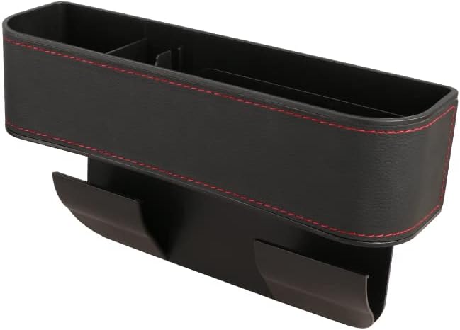 Car Seat Gap Filler Organizer, Car Organizer Front Seat, Pack Auto Console Side Storage Box with Cup Holders,Car Organizers and Storage for Holding Phone, Sunglasses, Wallet 1PC(black&red line)