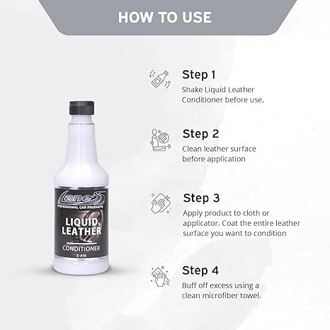 LANE'S Liquid Leather Conditioner- Car Leather Protection, Leather Conditioner- Softens Leather, Revives Flexibility, Prevents Fading and Cracking, Easy Application (32 OZ)