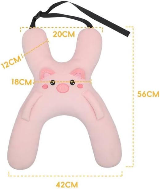 Car Pillow for Travel – Animal-Themed Car Seat Cushion with Safety Belt Protector – 4 Cute Styles: Pig, Dog, Rabbit, Panda (Dog)