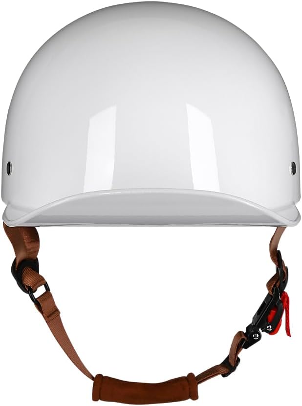 Vintage Retro Open Face Motorcycle Helmet Baseball Cap Half Helmets with pull-down Lens for Men Women Moped Cap Jet Scooter Street Cruiser - DOT Certified (White,Medium)