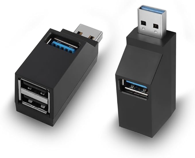 3 Ports USB Hub,USB Male to Female Expansion Adapter 2 Pcs 90 Degree Splitter 1 USB 3.0 and 2 USB 2.0 Port Portable Powered Data for Connecting Mobile Hard Disk, U Disk, Camera, Mouse,etc