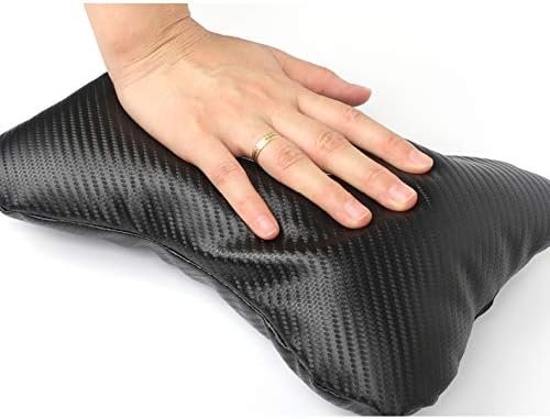 2Pcs Leather Carbon Fiber Leather Sport Car Seat Roush Neck Rest Pillow Foam Headrest Travel Cushion Travel Sleeping Cushion for Mustang F150