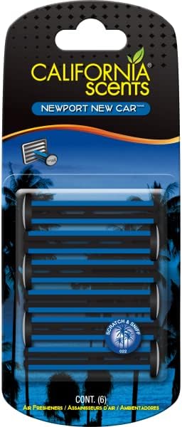 Car Vent Sticks, Long-Lasting Car Air Freshener and Odor Eliminator, 6 Sticks, California Scents (Newport New Car)