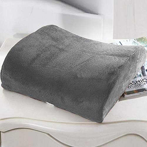 Bookishbunny Comfortable Ergonomic Memory Foam Back Lumbar Support Cushion for Chairs Car Office Home with Removable Soft Velvet Cover (Grey)