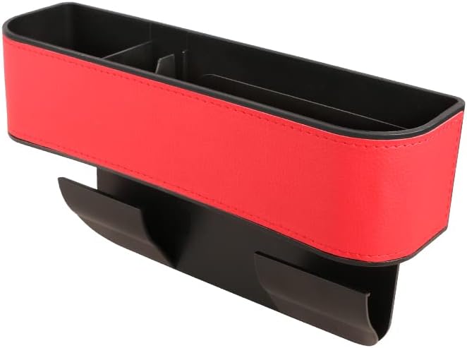 JEYODA Car Seat Gap Filler Organizer, Car Organizer Front Seat，Pack Auto Console Side Storage Box with Cup Holders，Car Organizers and Storage for Holding Phone, Sunglasses, Wallet 1PC (red)