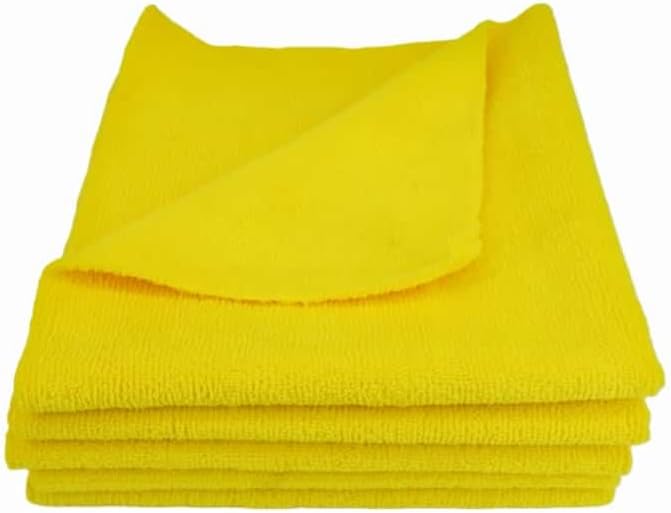 Zacapa 10-Pack Edgeless Microfiber Towels 16x16 in 300 GSM Premium Short Pile/Scratch-Free Car Detailing Towels, Lint-Free Cleaning Cloths/Yellow & Black
