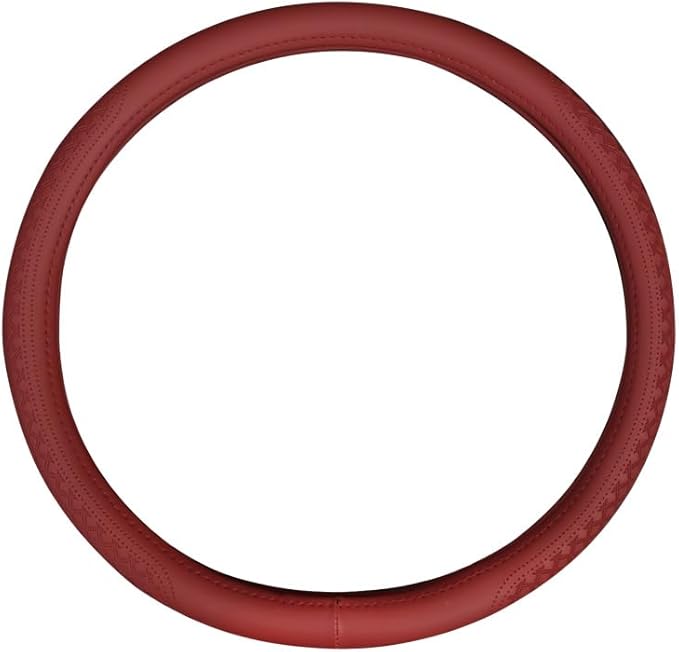 Wood Car Steering Wheel Cover Rubber Inner Ring All Car Universal Four Seasons Universal Thin Fiber Leather Anti-Slip 16 17 18 19inch for Truck (19inch, red)