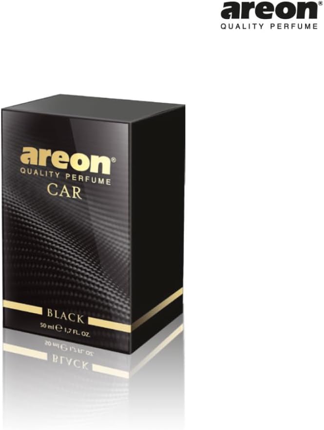 AREON Car Perfume 1.7 Fl Oz. (50ml) Glass Bottle Cologne Air Freshener for Cars, BLACK