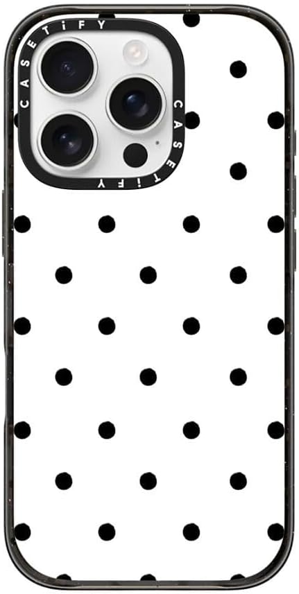 CASETiFY Impact Case for iPhone 16 Pro [8.2ft 4X Military Grade Drop Protection/Compatible with Magsafe] - Classic Dottie - Blank Slate - Clear Black