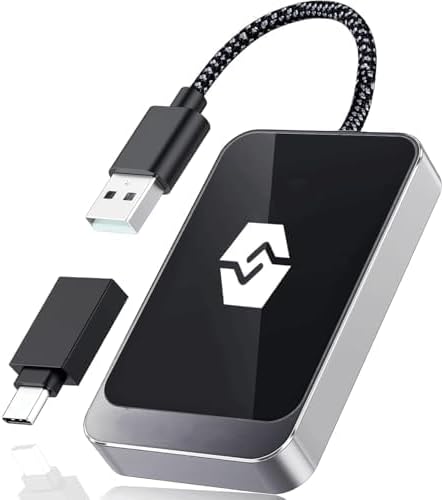 Wireless CarPlay Adapter for Apple iPhone & Android Auto (2024 Upgrade) – Convert Wired to Wireless CarPlay Adapter, Plug & Play, Fast Connection, Stable Performance, iOS 10+ / Android w/USB-C