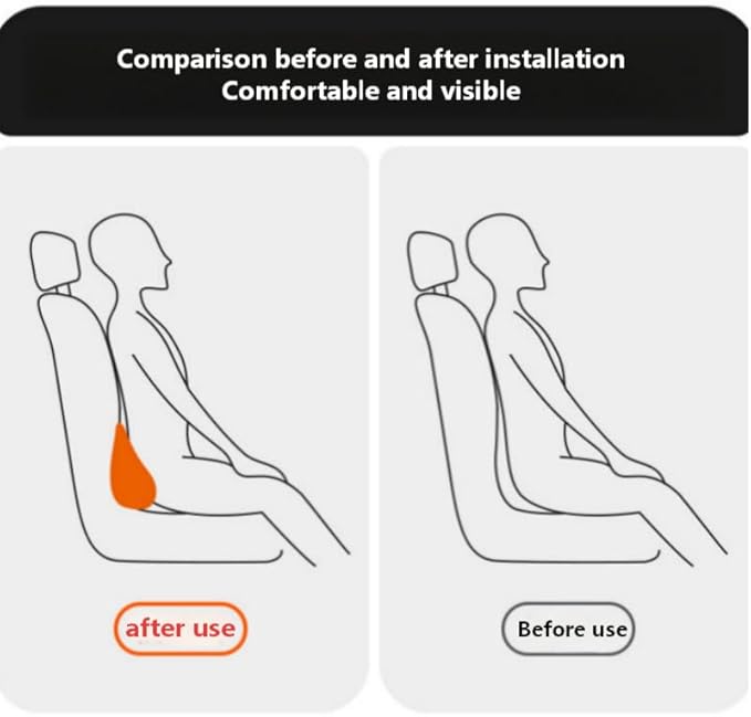 Lumbar Support Pillow for Car, Memory Foam Lumbar Pillow for Lower Back Pain Relief - Back Cushion for Driving, Chair Support for Car-Office Chair, SUV Waist Pillow - Black