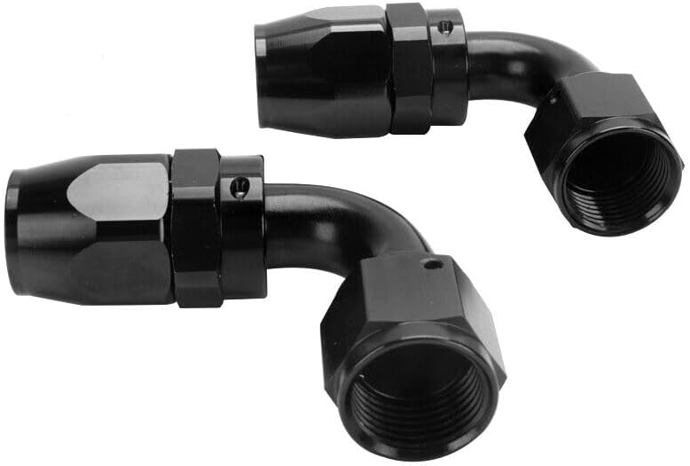 LokoCar 8AN Hose End Fitting 90 Degree Swivel For CPE Braided Hose Black 2Pcs