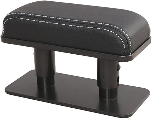 Car Driver Arm Pad Cushion, Car Center Console Elbow Cushion Pad Car Door Armrest Rest Pad Adjustable Height Comfort Universal Fit for Most Car, Black With White Stitches