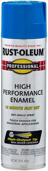 Rust-Oleum 7524838-6PK Professional High Performance Enamel Spray Paint, 15 Oz, Gloss Safety Blue, 6 Pack