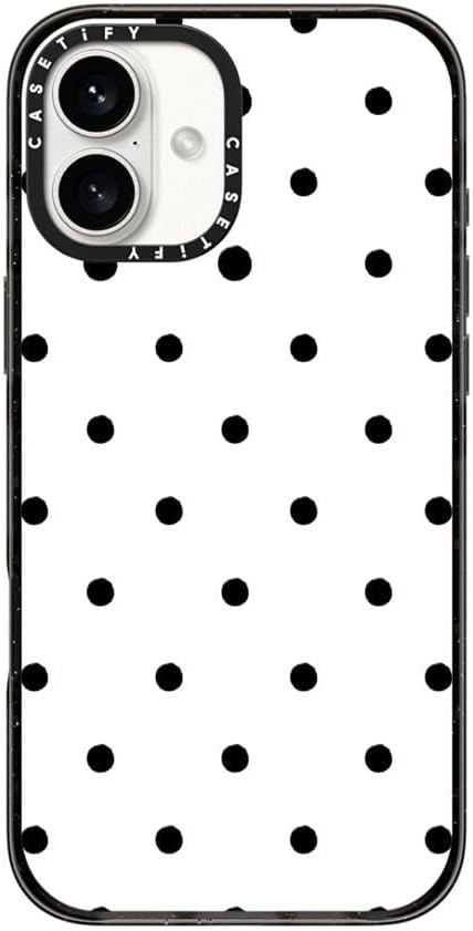CASETiFY Impact Case for iPhone 16 Plus [8.2ft 4X Military Grade Drop Protection/Compatible with Magsafe] - Classic Dottie - Blank Slate - Clear Black