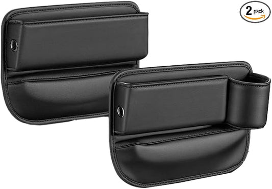 2 Pack Car Seat Gap Filler Organizer,Premium Leather Console Organizer Interior Accessories for Phone,Sunglasses,Keys, and Small Items, Universal Fit for Car, SUV and Truck