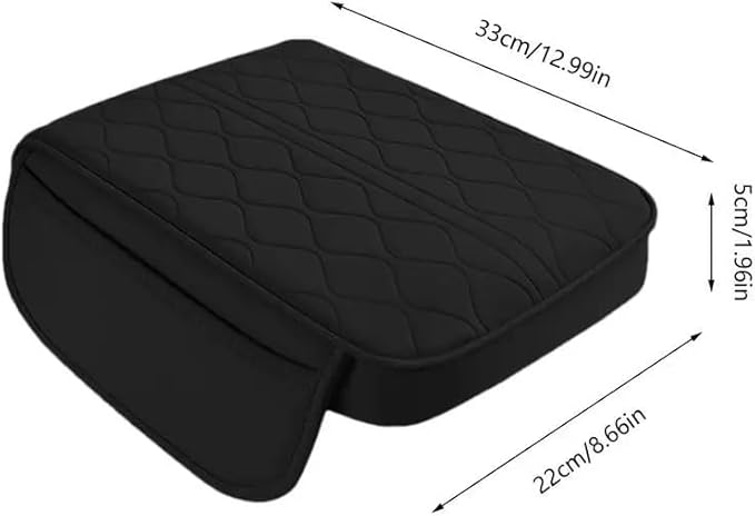 Car Center Console Cushion for Chevrolet City Express 2015-2018, Nappa Leather Memory Foam Armrest Cover with Side Storage Pockets, Auto Elbow Support Pad 1pc,Black