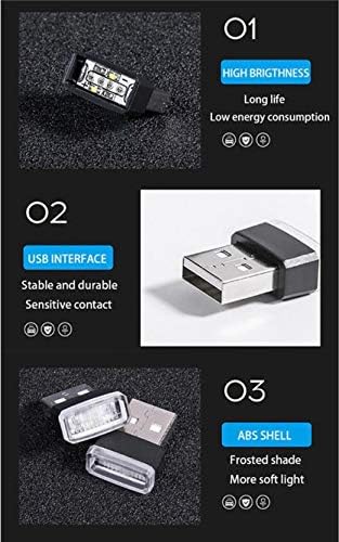 2 Piece Color Ultra USB Plug In Mini LED Car Interior Ambient Lighting Lamp Kit (BLUE)