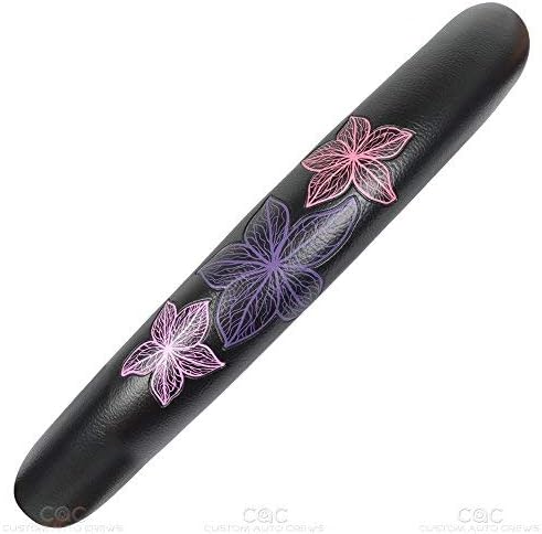 BDK GripGrab Comfort Grip - Purple & Pink Flowers Design on Black Synthetic Leather Steering Wheel Cover 15" - SW-538_AM