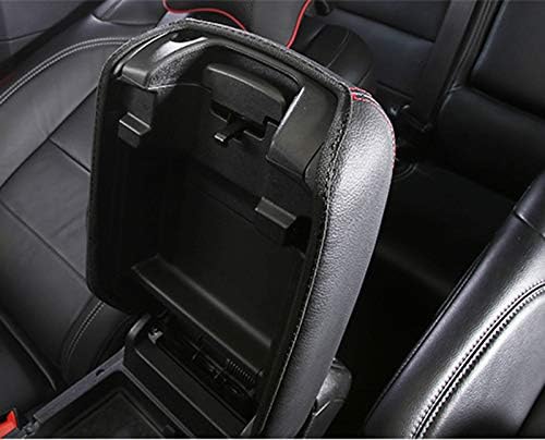 Nicebee Leather Center Console Armrest Cushion Pad Guard Cover for Jeep Wrangler JL 2018+ (Black/Red Line)