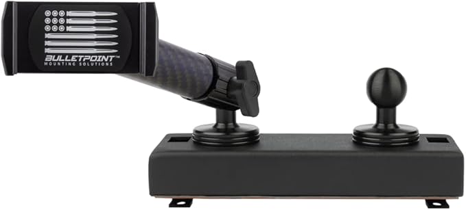 Bulletpoint Dash Mount Cell Phone Holder RAM Truck Compatible (2019+ 1500, 2500, 3500 and TRX) with 20mm Ball Mount - Compatible with iPhone and Android Smartphones (Dual Ball with 1 Phone Holder)