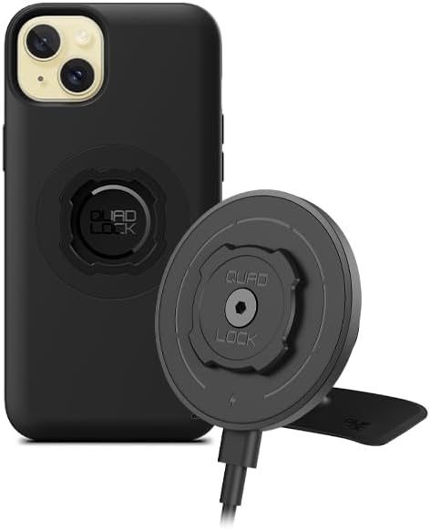 Quad Lock Adhesive Dashboard/Console Car Phone Holder Kit with MAG Wireless Charging Head V2 and MAG Phone Case for iPhone 15