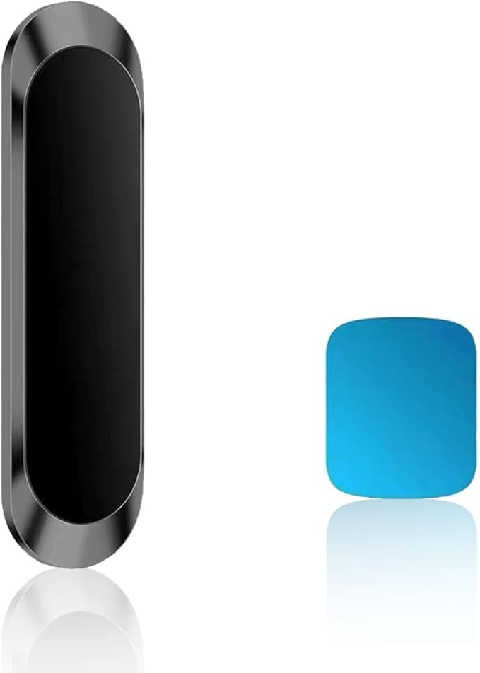 Magnetic Phone Car Mount, Flat Stick on Car Phone Holder with Metal Plate for Dashboard Wall, Universal Automobile Cradles Compatible with Cell Phones & Mini Tablets (Black)