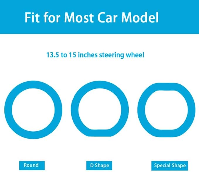 Blue Car Steering Wheel Cover: Universal RPKEY 13.5 to 15 inches Silicone Steering Cover Compatible with Most Car Models Fit for Round D Shape