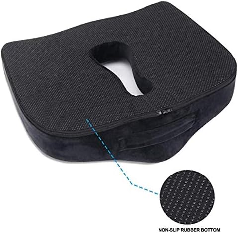 SnugPad Memory Foam Lumbar Pillow and Seat Cushion Combo, Ergonomic, Orthopedic, Lower Back Support, Premium Washable Velvet Covers with Non-Slip Bottom, Ideal for Office Chairs and Car Seats (Black)