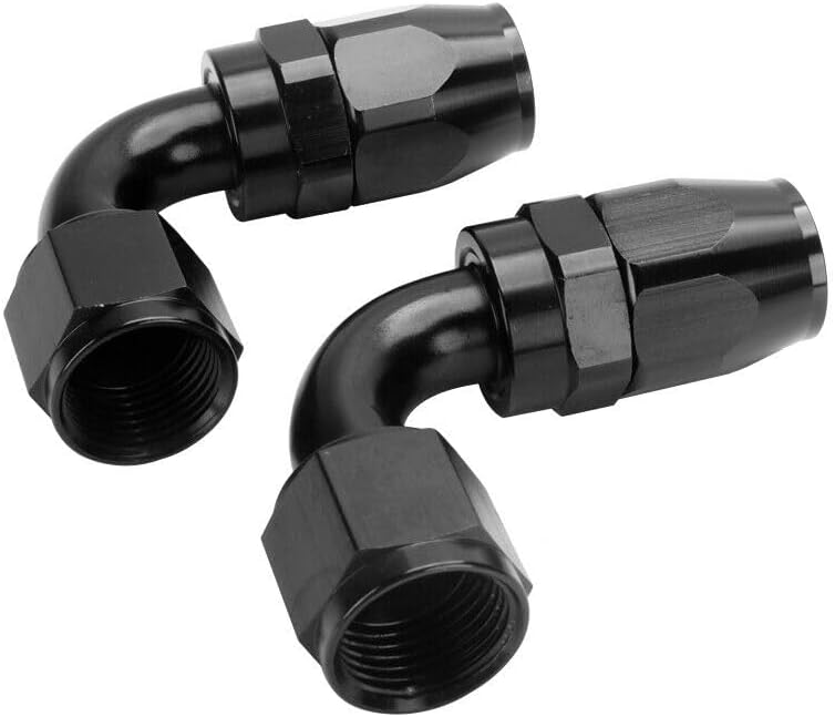 LokoCar 6AN Hose End Fitting 90 Degree Swivel For CPE Braided Hose Black 2Pcs