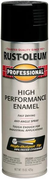 Rust-Oleum 7579838 Professional High Performance Enamel Spray Paint, 15 Oz, Gloss Black