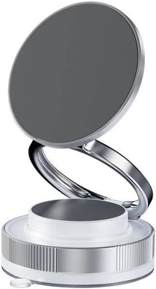 Upgraded adjustable vacuum magnetic car phone holder, strongest suction cup phone holder, 360° foldable car holder, suitable for cars/mirrors/smooth surface, compatible with iPhone and Android (White)