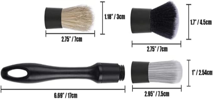3 in 1 Car Detail Brush Set Wheel Tire Rim Spoke Grill Engine Bay Cleaning Tool for Cleaning Wheels, Interior, Exterior, Leather Accessory