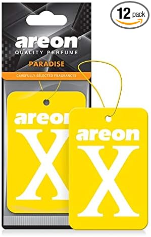 AREON X XV18D Hanging Best Car Air Freshener Paradise Scent, Paper Hanging Ornaments, Long Lasting Scent for Car or Home 12 Pack