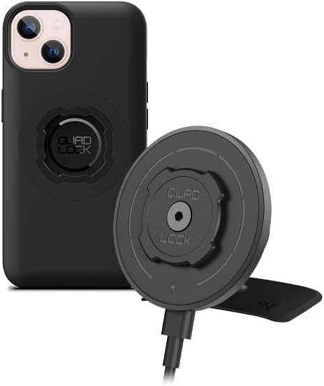 Quad Lock Adhesive Dashboard/Console Car Phone Holder Kit with MAG Wireless Charging Head V2 and MAG Phone Case for iPhone 13