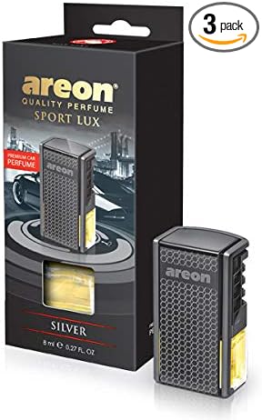 AREON AC02 Car Perfume Luxury and Elegant 0.27 oz Vent Clip Car Air Freshener, Silver Scent (Pack of 3)