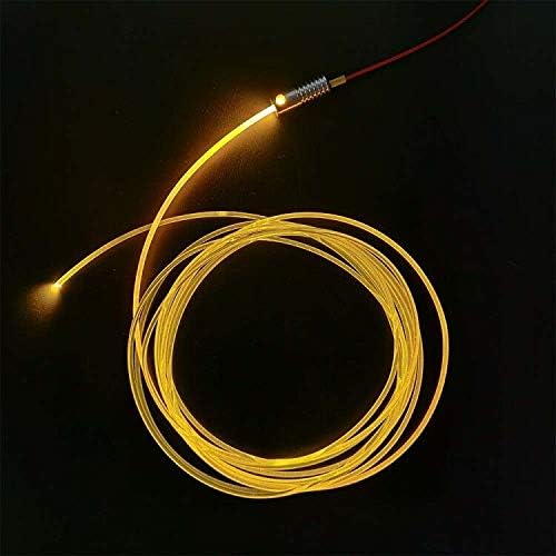3mm 5meters/16ft PMMA Optic Fiber Cable Side Glow with 12V 1.5W LED Aluminum Illuminator Light Source for Home Car DIY (Yellow)